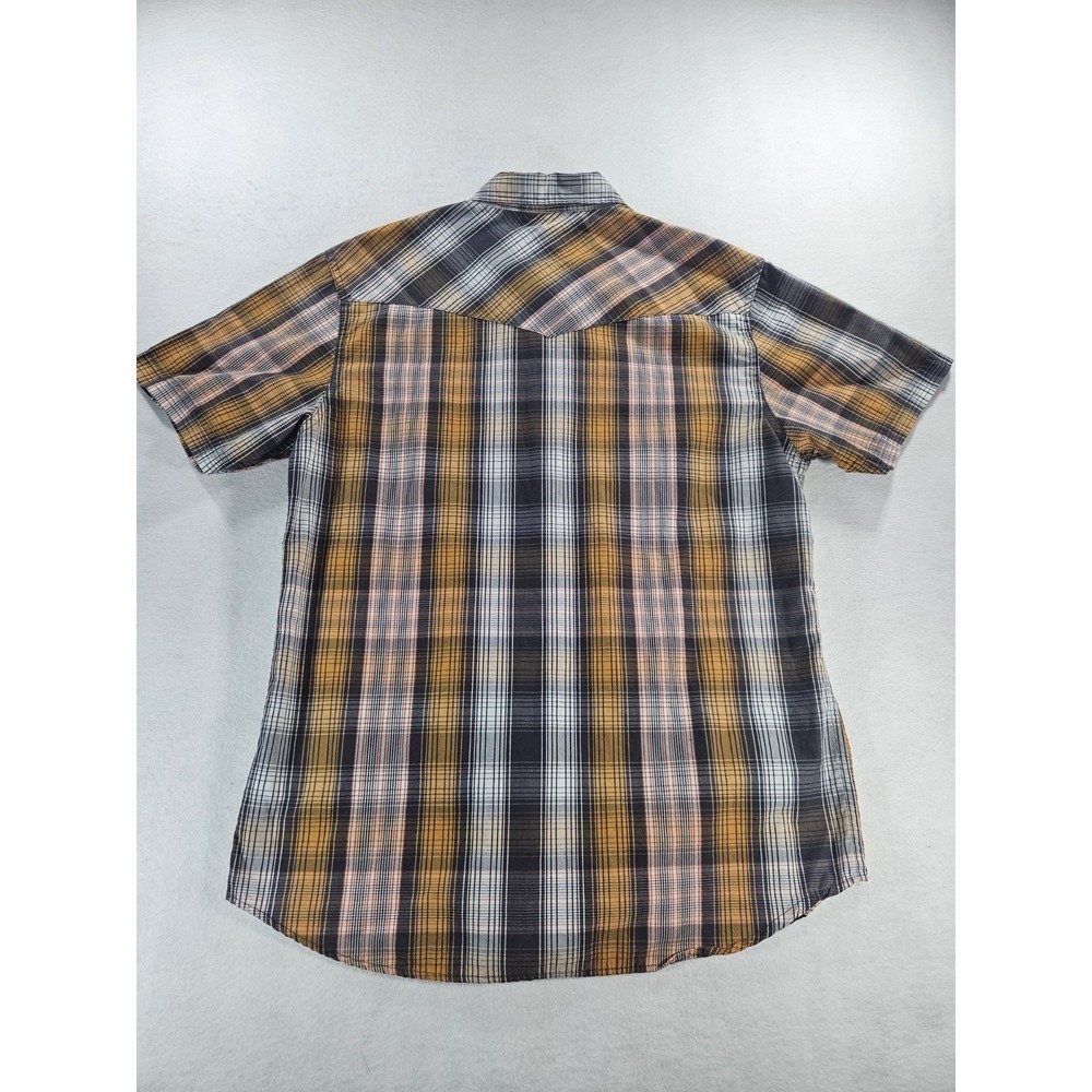 Levi's Men's Orange Plaid Casual Pearl Snap Shirt M Short Sleeve Western - Picture 8 of 8